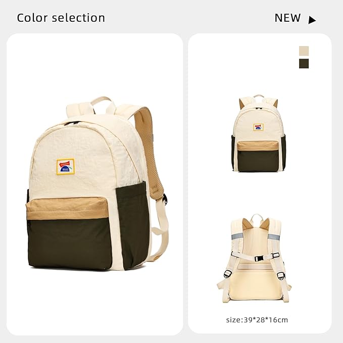 willikiva Kids Backpack for School Boys Girls Teens Toddler Backpack Waterproof Kindergarten Preschool Elementary Bookbag Children Travel Bag(Off White Deep Green,Medium)