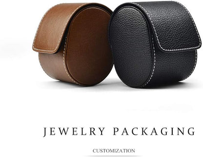 Oirlv Luxury Leather Watch Storage Box Travel Single Watch Case Watch Gift Box for Christmas Anniversary Birthday(Brown)