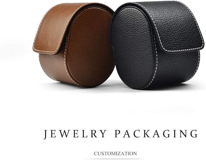 Oirlv Luxury Leather Watch Storage Box Travel Single Watch Case Jewelry Gift Box for Christmas Anniversary Birthday(Black)