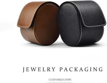 Oirlv Luxury Leather Watch Storage Box Travel Single Watch Case Jewelry Gift Box for Christmas Anniversary Birthday(Black)
