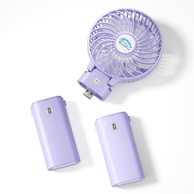 HandFan 10400mAh Personal Handheld Fan, 40Hrs Long-Lasted Hand Fan Rechargeable, Mini Cooling Fans Foldable, Heavy Duty Battery Fans Portable for Travel Beach Concerts Cruise Makeup(Purple)