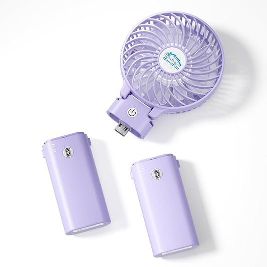 HandFan 10400mAh Personal Handheld Fan, 40Hrs Long-Lasted Hand Fan Rechargeable, Mini Cooling Fans Foldable, Heavy Duty Battery Fans Portable for Travel Beach Concerts Cruise Makeup(Purple)