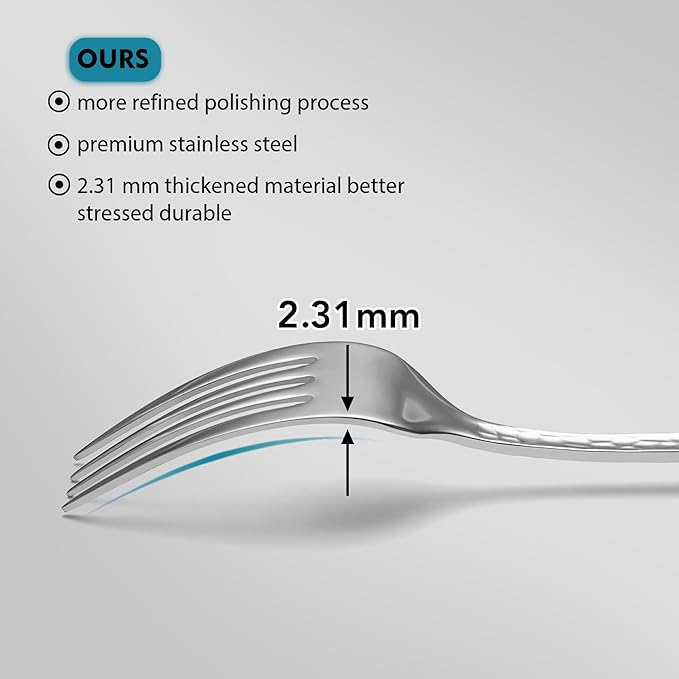 Hammered Silverware Set, EIUBUIE 40-Piece Stainless Steel Flatware Set for 8, Mirror Finish Tableware Kitchen Cutlery Sets, Durable Home Eating Utensils Sets Includes Fork Spoon Knife, Dishwasher Safe