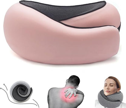 Outney™ Travel Pillow for Airplanes 2025 Veritable Chin Support Travel Neck Pillow 100% Pure Memory Foam Full Neck Surround Pillows for Traveling Flight Sleeping Portable Travel Essentials (Pink)