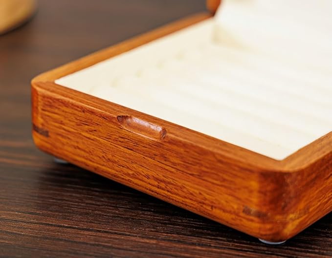 Solid Wood Ring Organizer, Walnut Jewelry Case for Multiple Rings Cufflinks Earrings Portable Travel Size Rings Case Wooden Vintage Gift for Women Valentine Mother's Day