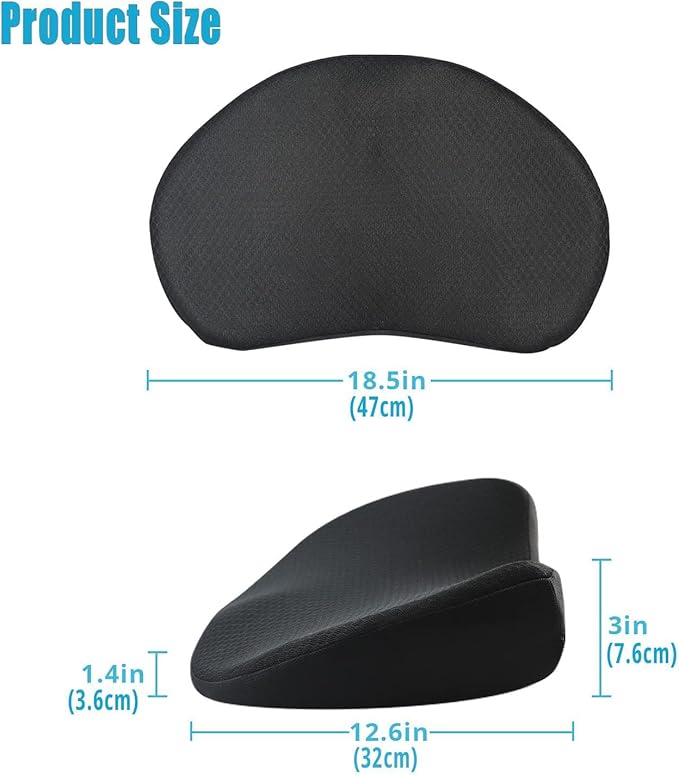 Car Seat Cushion for Driving - Comfort Memory Foam for Car Driver Seat- Back Support, Pain Relief - for Car Travel, Long Trips (Black)