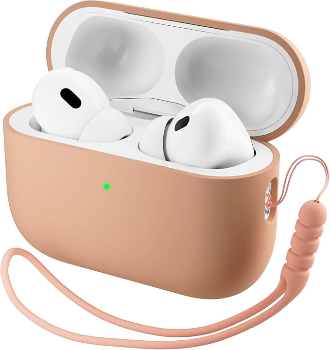 ORNARTO Compatible with AirPods Pro 3 Case 2025, Full Protective Hybrid Silicone for AirPods Pro 3rd Generation Case, Front LED Visible Skin Cover-Dark Salmon