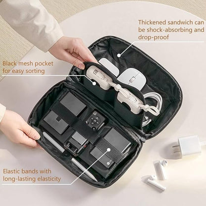 Kaxich Travel Electronics Organizer, Electronics Accessories Bag Portable Cable Organizer Case Waterproof Universal for Adapters Memory Cards, USB Cables (Black)