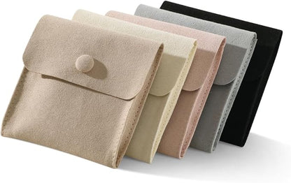 10pc Small Jewelry Pouch For Necklace Stud Earring，Mini Ring Boxes Pouches Bags Organizer For Women,Travel Jewlery Box Case Storage （Black）