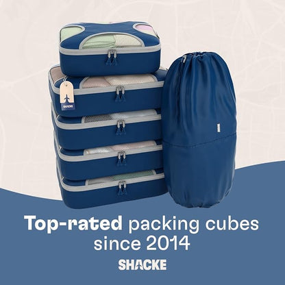 Shacke 6 Set Packing Cubes for Travel - Compression Packing Bags/Travel Organizer - Luggage Organizer Bags for Traveling - Travel Essentials for Women - Cruise Must Haves Packing List
