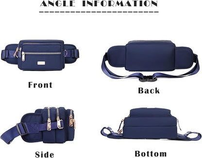 Extra Large Fashion Fanny Pack for Men Women, Waist Bag for Waterproof Hiking Running Biking Gym Outdoor Sports Travel Belt Bag (Navy Blue)