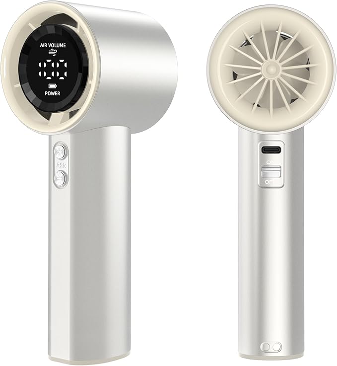 Portable Handheld Fan, Speed (1-100) Adjustable Turbo Personal, 4000mAh Battery Rechargeable Cooling Fan, Digital Display, Gifts for Women Men Travel/Camping/Outdoor (Starlight/Beige)