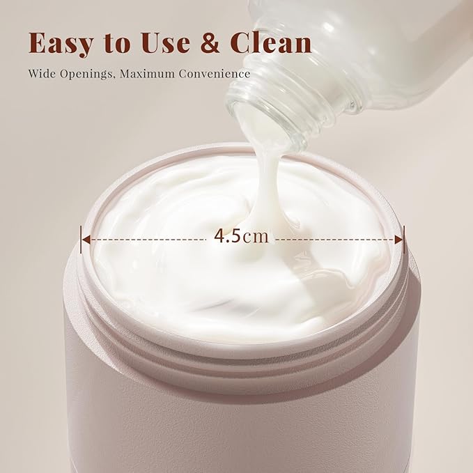 New Travel Toiletry Containers [Ultra Leakproof] TSA-Approved, PLA Hard Shell Jars with 5 Magnetic Labels, Wide Mouth Bottles for Lotion, Cleanser, Shampoo, Conditioner, Pink, 3 Pack, 2OZ