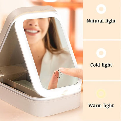 CALLIE Travel Jewelry Organizer - Personalized Birth Flower Leather Jewelry Case with Mirror, Birthday Gifts Mothers Day 2025 Graduation Wedding Christmas Gifts for Her