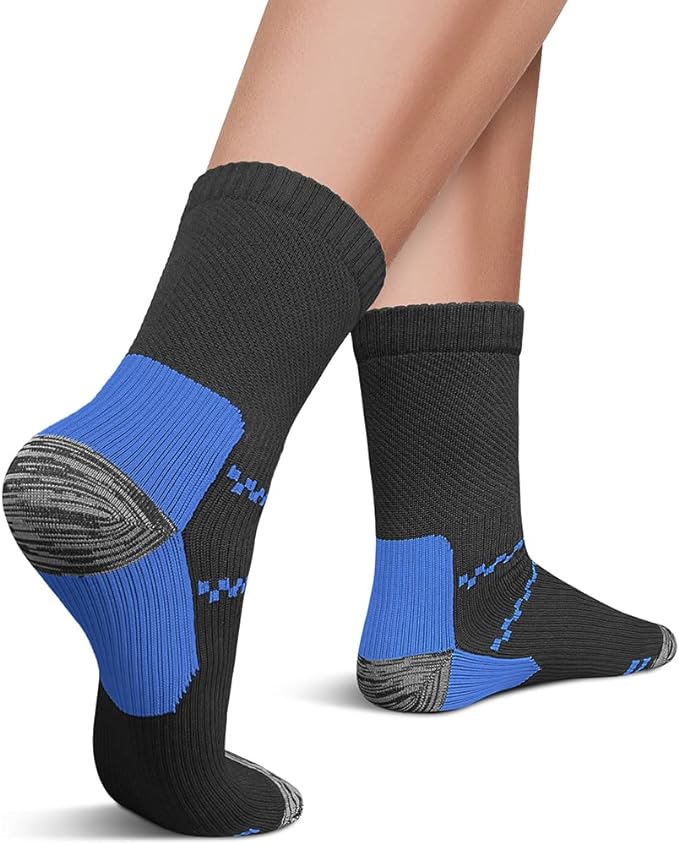 CHARMKING 6 Pairs Crew Compression Socks for Women & Men Circulation 15-20 mmHg is Best for All Day Wear Running Nurse
