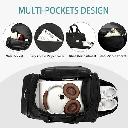 Urbanstand Gym Bag for Men & Women - 30L Duffel Bag with Shoe Compartment, Carry On Weekender Water Resistant Duffle Bag for Travel, Sports, Fitness & Workout, Black