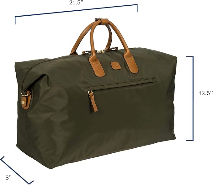 Bric's X-Travel Deluxe Duffle for Men and Women - Lightweight Overnight Carry On Travel Luggage with Tuscan Leather Trim and Sleeve Attachment - Water-Resistant Weekender or Gym-Ready Duffel