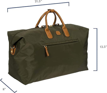 Bric's X-Travel Deluxe Duffle for Men and Women - Lightweight Overnight Carry On Travel Luggage with Tuscan Leather Trim and Sleeve Attachment - Water-Resistant Weekender or Gym-Ready Duffel
