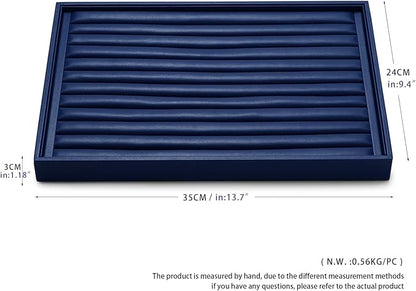 Oirlv Elegant Blue Ring Organizer Tray Stackable Jewelry Trays Jewelry Drawer Organizer Ring Earring Storage