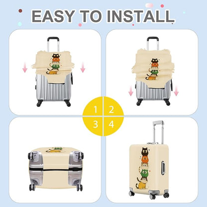 ANNA QUEEN Stacked Cute Cats Luggage Cover, Fun Cat Pile Design, Stretchable, Washable Travel Protector for 24-26 Inch Suitcases