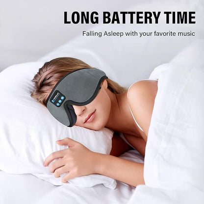 Sleep Mask with Bluetooth Headphones,3D Sleep Mask Wireless Music Eye Mask for Side/Supine Sleepers, with Slim Stereo Speakers,Bluetooth Sleep Headphones,Perfect for Sleeping,Gifts for Women/Men Grey