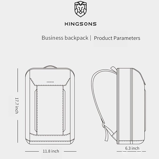 Kingsons 15.6 Inch Laptop Compartment Backpack for Men,Waterproof Slim Durable Business Backpack for Work，Travel (KS25054-Black-US-1)