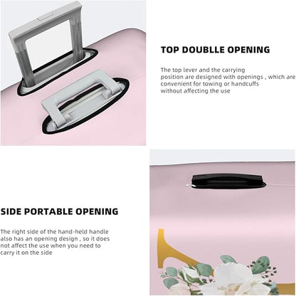Flower Lette Y Pink Luggage Cover Elastic Washable Stretch Suitcase Protector Anti-Scratch Travel Suitcase Cover for Kid and Adult L (25-28 inch suitcase)