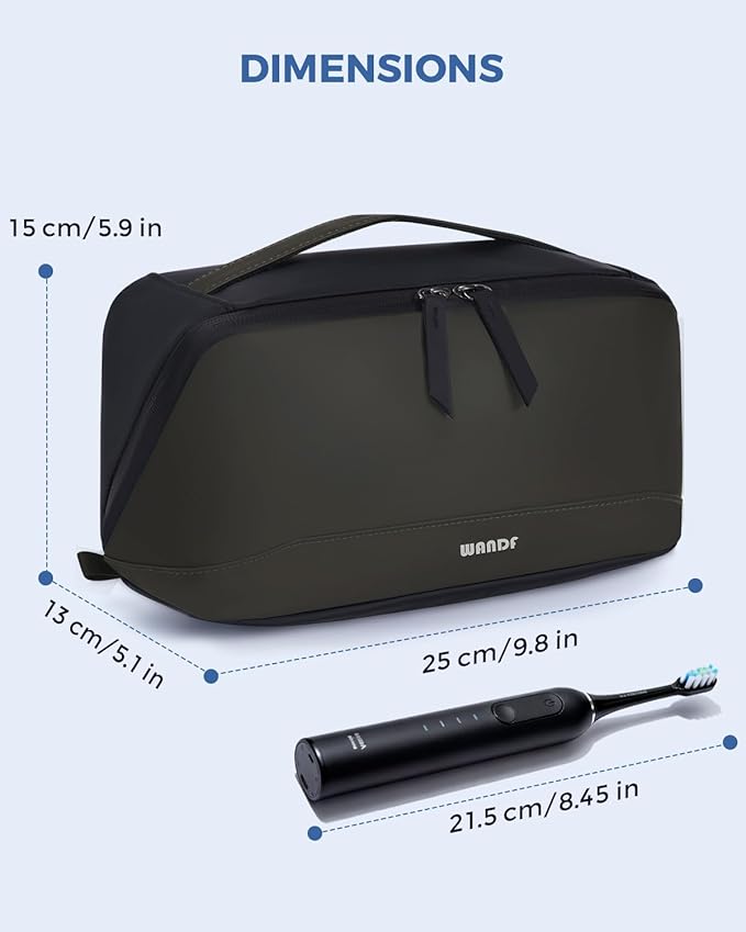 WANDF Toiletry Bag for Men, PU Leather Travel Organizer with Detachable Waterproof Hanging Pouch, Open-Flat Dopp Kit Shaving Bag with Wet Pocket for Travel Toiletries Accessories (Army Green)