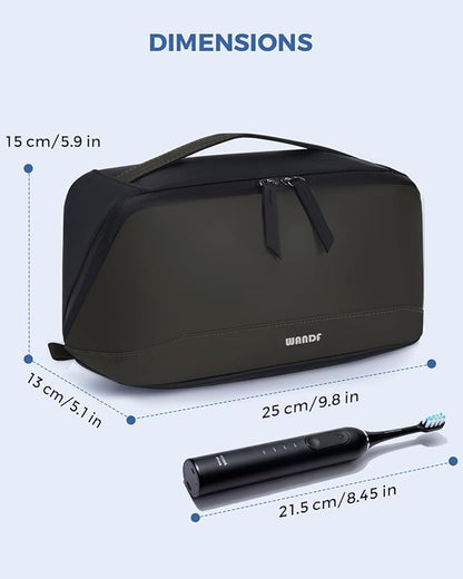 WANDF Toiletry Bag for Men, PU Leather Travel Organizer with Detachable Waterproof Hanging Pouch, Open-Flat Dopp Kit Shaving Bag with Wet Pocket for Travel Toiletries Accessories (Army Green)