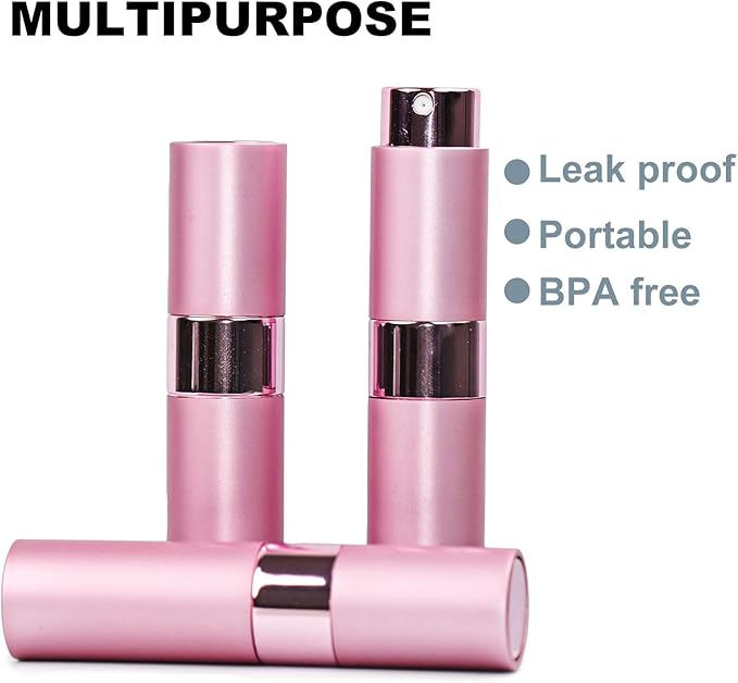 10 PCS 8ml Perfume Atomizer Refillable Bottle, Cologne Travel Spray Bottle, Mini Spray Empty for Refill, Refillable Portable Sprayer (Pink)