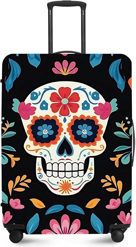 ANNA QUEEN Halloween Skulls Travel Luggage Cover Suitcase Protector Suitcase Cover Halloween Decorations Anti-Scratch,Stretchable Bag Cover Washable Durable Polyester