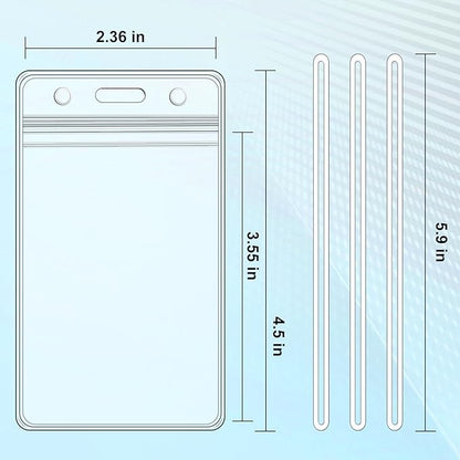 100 Pack Clear Plastic Luggage Bag Tag Holder Badge Label Tag Holder with 100 Pack Luggage Loops Straps for Office Business Travel Supplies