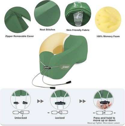 jiaao Travel Neck Pillow, Memory Foam Travel Pillow, Includes 3D Eye Masks, Earplugs, and Storage Bag, U-Shaped Napping Pillow for Airplanes, Cars, Trains, Home