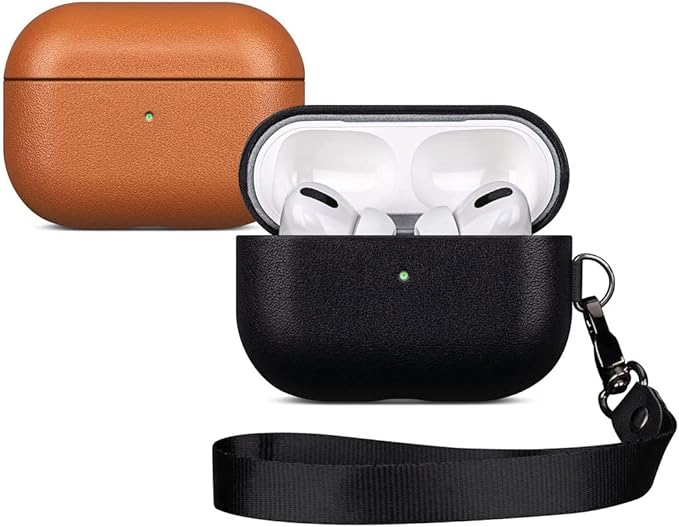 Leather Case for AirPods Pro 2nd Generation, Lopie AirPods Pro 2 Leather Case Cover with Lanyard and Keychain, Protective Case Fully-Wrapped with Top Grain Leather (Not for AirPods Pro 1st Gen) Black