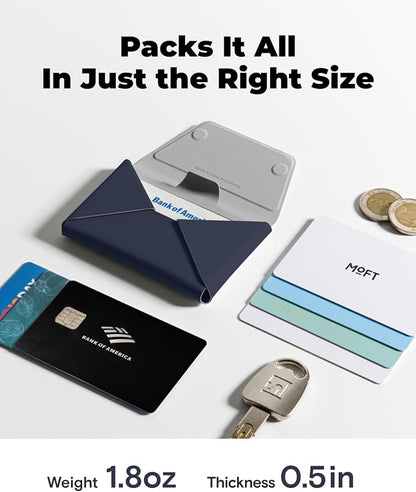 MOFT Magsafe Wallet, Slim Magnetic 8 - Card Holder, Snap Field Wallet with Pull to Access Design, RFID Blocking, MOVAS Veagn Leather Minimalist Travel Wallets for Men & Women, Navy Blue
