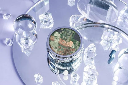 Pill Box,Cute Kawaii Anime Round Pill Box 3 Compartment Decorative Pocket Purse Portable Mini Travel Medicine Tablet Vitamin Holder Organizer Pill Case