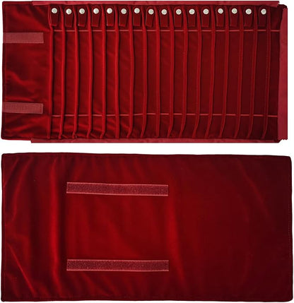 Portable Jewelry Roll Untangled Secure Necklace Travel Storage Bag Displays Holder 16 Chain (Burgundy)
