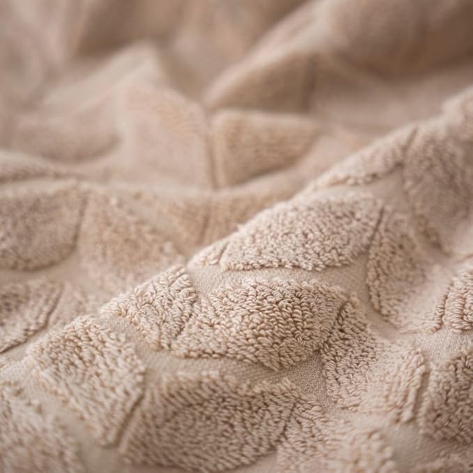 BAGNO MILANO Turkish Bath Towels, Soft Plush Jacquard Luxury Bath Towels, Quick Dry Towel Set (Sand Beige, 4 Pcs Hand Towel Set)