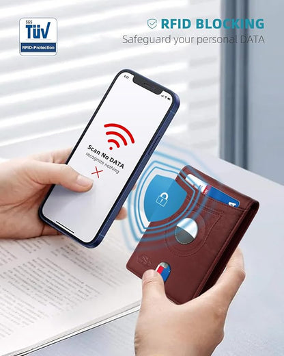 Zitahli Men's Wallets Airtag Holder Slim Rfid Leather with Gift Box