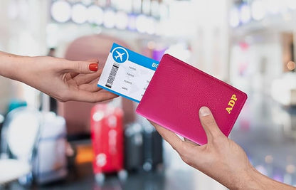 Personalized Monogrammed Bright Pink Leather RFID Passport Wallet
