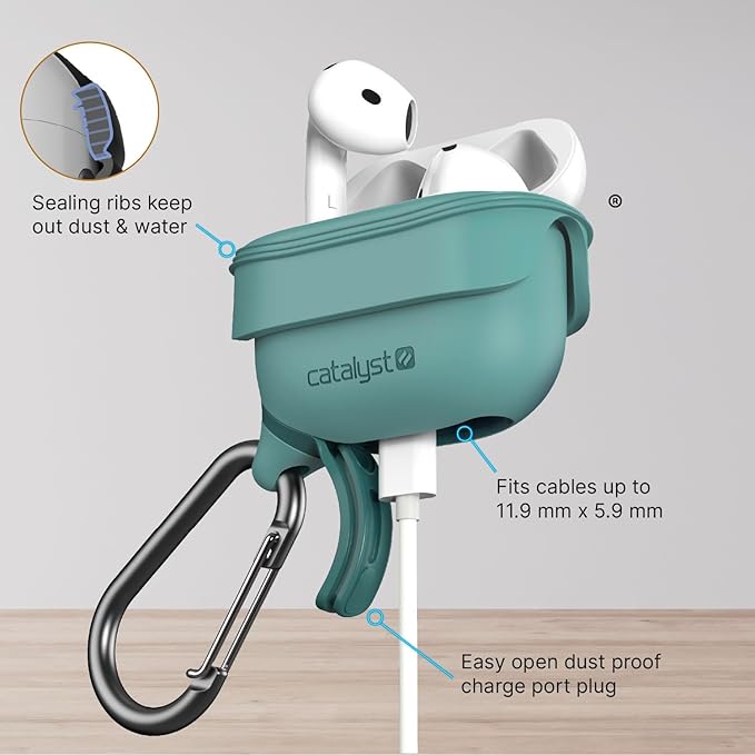 Catalyst Waterproof Case for AirPods 4 - Drop Protection for Apple AirPods 4th Generation with Carabiner, Wireless Charging Silicone Cover for Apple AirPods 4 Case for Women and Men