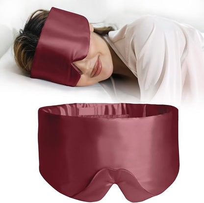 ZIMASILK 100% 22 Momme Mulberry Silk Sleep Mask - Full Silk Filled, Ultra-Soft & Breathable, Face-Hugging Blackout Eye Cover for Sleeping (Burgundy)
