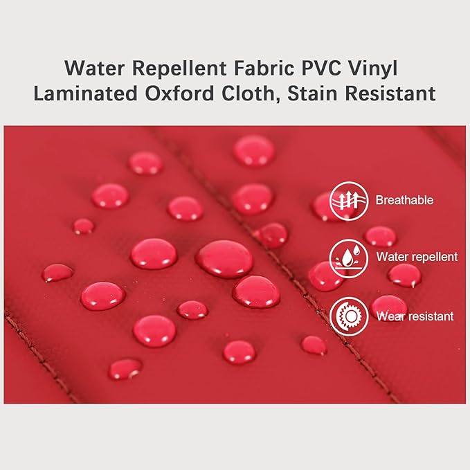 Vomgomfom 86L Collapsible Wheeled Luggage With Removable Backpack Straps,Waterproof Rolling Duffle Bag with Quilted Base,No Telescope Handle,Red