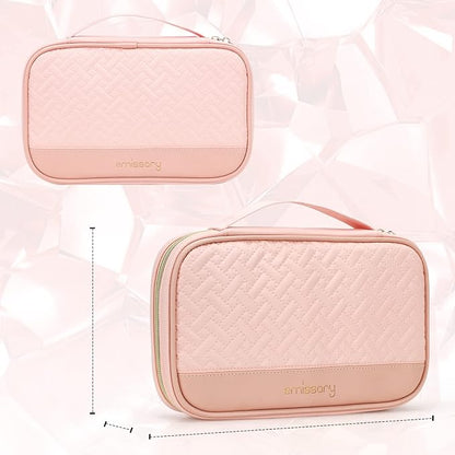 emissary Jewelry Organizer Case Travel Jewelry Storage Bag for Necklace, Earrings, Rings, Bracelet, Valentines Day Gifts, Earring Storage, Necklace Storage, Pouch Bag Accessories for Travel (Pink)