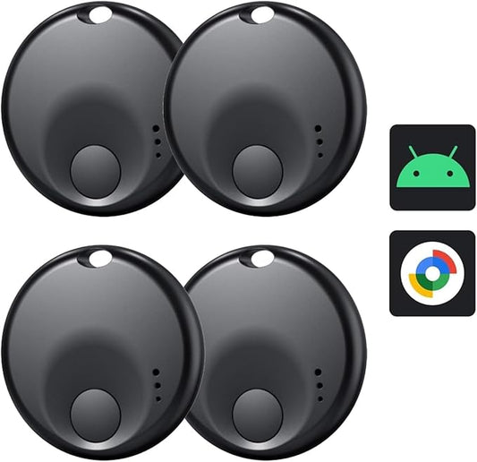 Air Tags-4 Pack Android Smart Luggage Tracker Tag Work with Google Find Hub Ap (Android Only), Loud Sound, Replaceable Battery, for Keys/Backpack/Suitcase/Wallet, Black