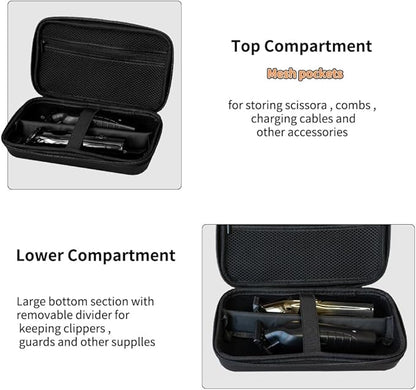 Hard Travel Case for Hair Clippers, Hair Cutting Barber Supplies Holder, Trimmer Organizer Storage Bag for Ufree/Hatteker/Oneisal/Wahl 5Star/Andis Men Razor Guard Grooming Kits (Black)