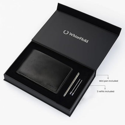 Leather Travel Wallet RFID - Slim Passport Holder for Men & Women - Fits Passport, Cards, SIMs, Pen & Boarding Pass - Secure Travel Document Organizer (Black)