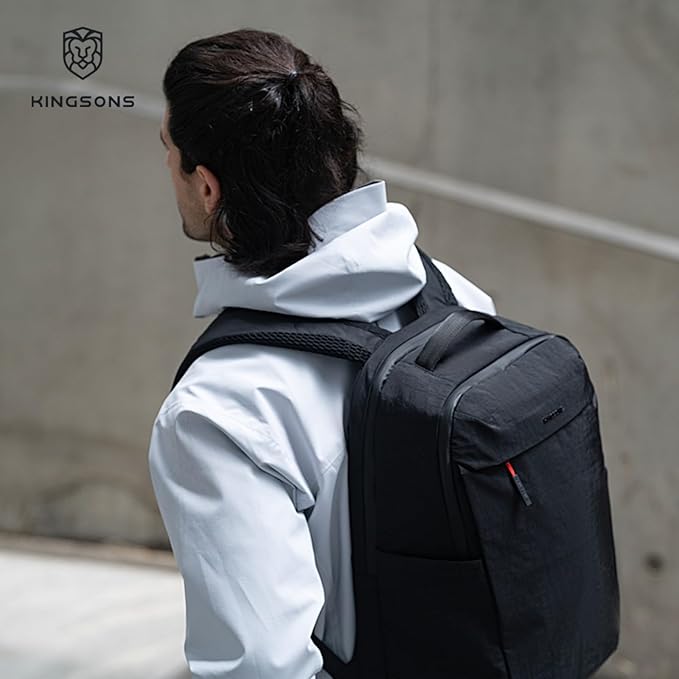 Kingsons Urban Lightweight Waterproof Backpack-15.6" Laptop Compartment, Quick Access,Ergonomic,22.5L (Commuting/Travel/College/Daily Carry) (Gifts For Men & Women) (KS25055-Black-US-1)
