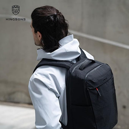 Kingsons Urban Lightweight Waterproof Backpack-15.6" Laptop Compartment, Quick Access,Ergonomic,22.5L (Commuting/Travel/College/Daily Carry) (Gifts For Men & Women) (KS25055-Black-US-1)