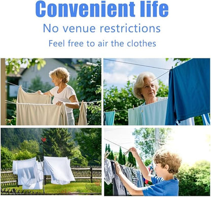 Retractable Clothesline Used to Outdoor，39 feet(12 Meters) PVC Line Retracting，Including 12 pcs ClothesPins，Wall Mounted Retractable Laundry Line for Drying Clothes